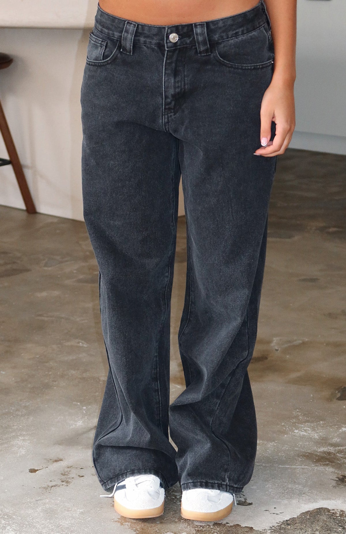 Clarissa Low Rise Wide Leg Jeans Black Acid