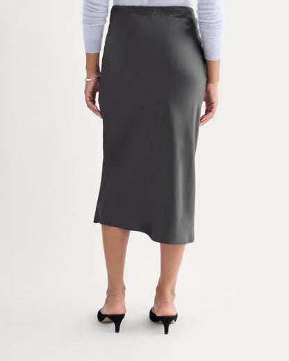 Slip Skirt in Silk Charmeuse | Graphite