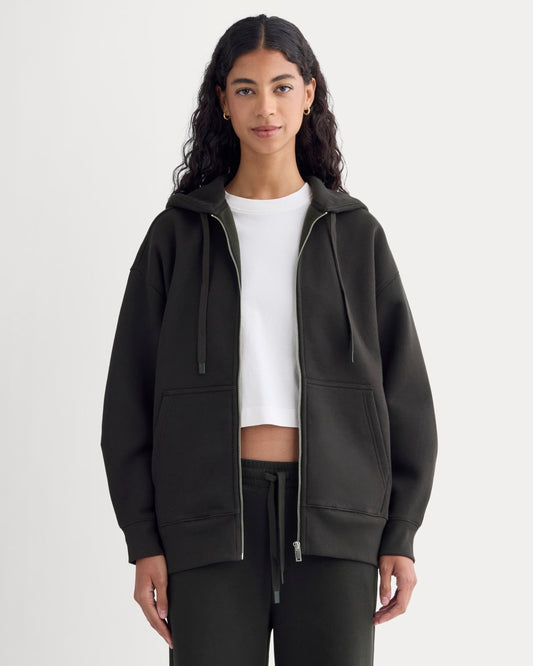 Luxe Fleece Oversized Full-Zip Hoodie | Black