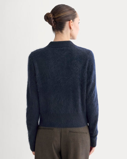 Lush Cashmere Cropped Polo Sweater | Starry Navy