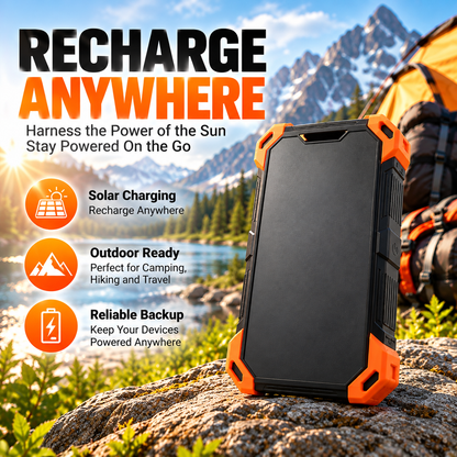 42800mAh Solar Power Bank with Wireless Charging & Built In Cables
