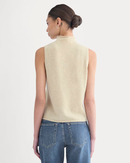 Cashmere Funnel-Neck Tank | Heather Light Camel