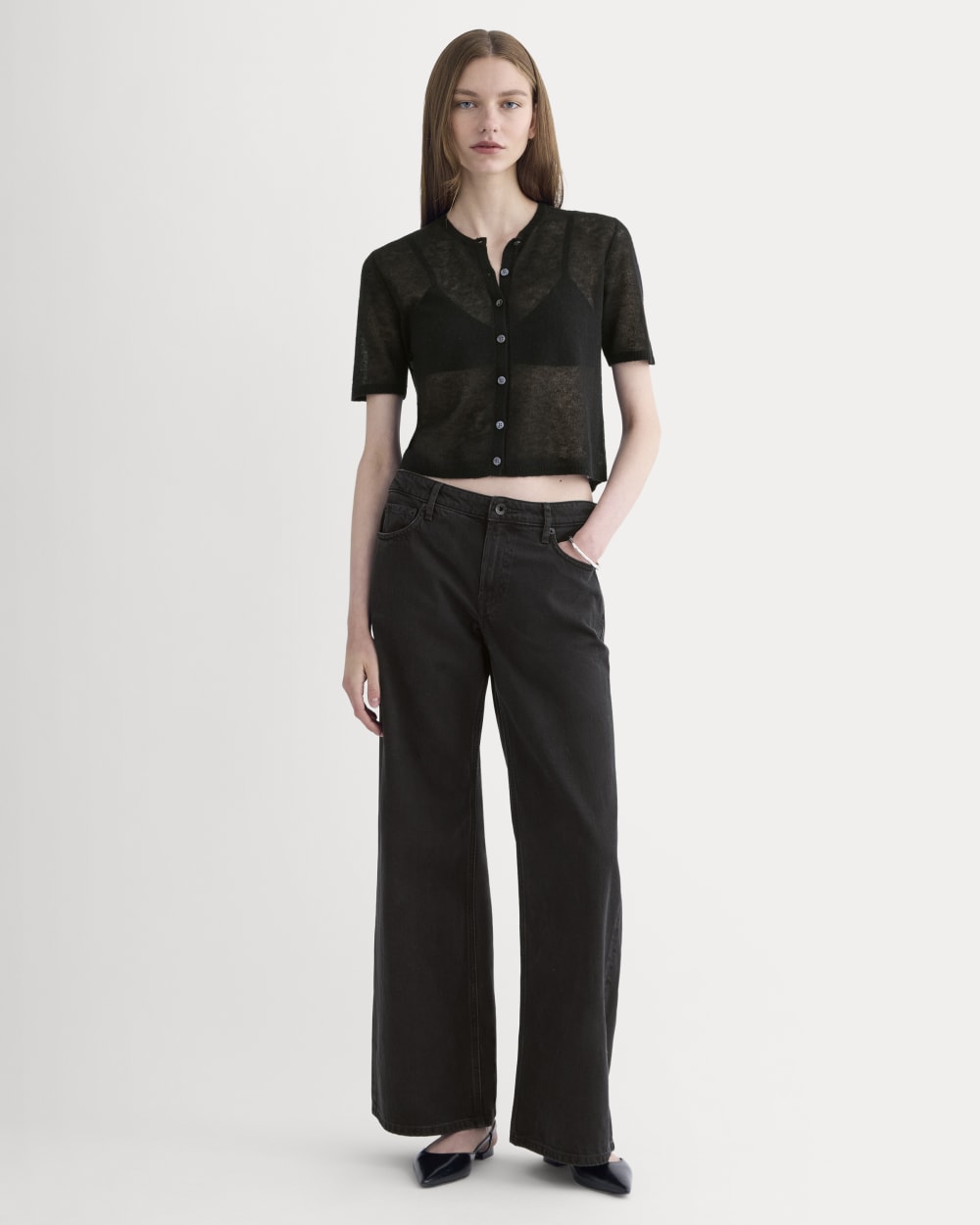 The Air Alpaca™ Short-Sleeve Cardigan | Black