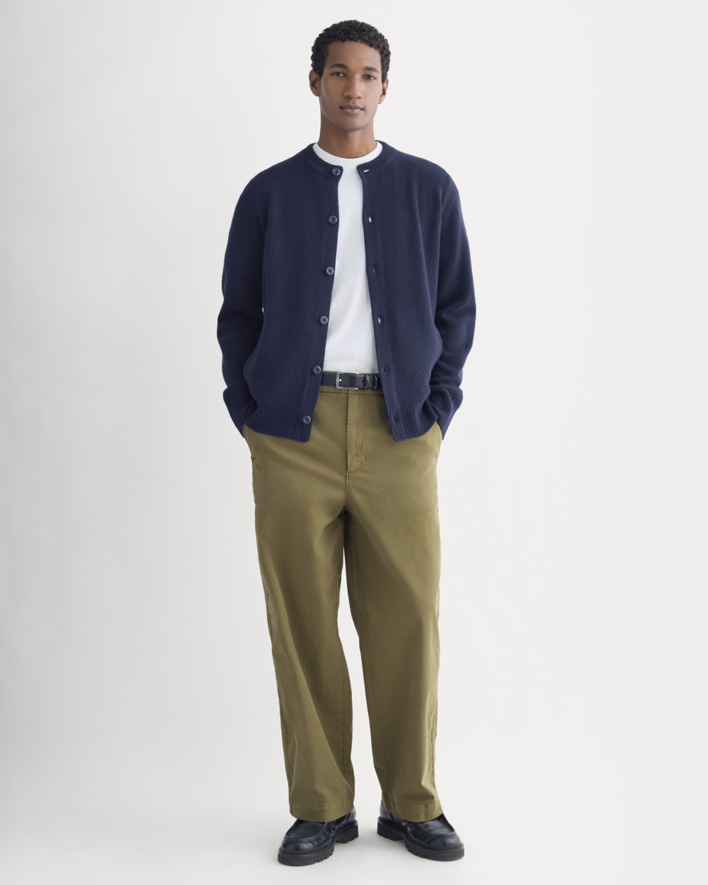 Luxe Merino Crew Cardigan | Deep Navy