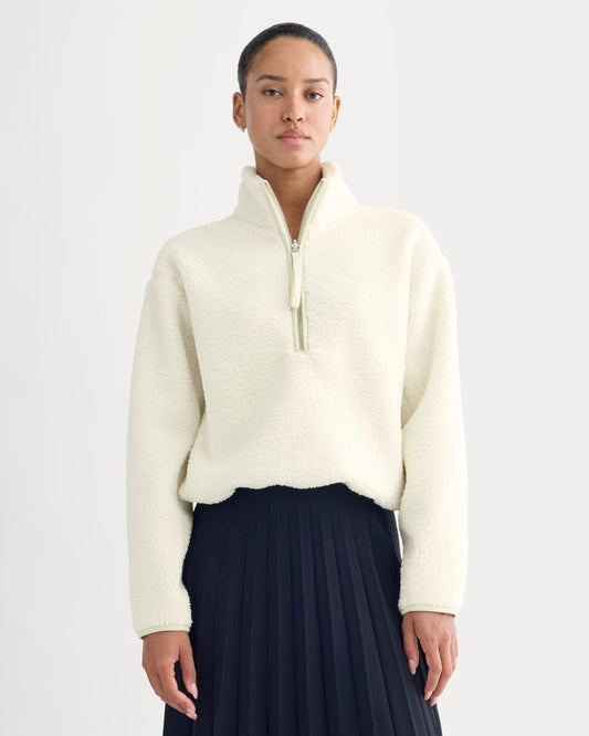Reversible Teddy Half-Zip Pullover | Bone/Birch