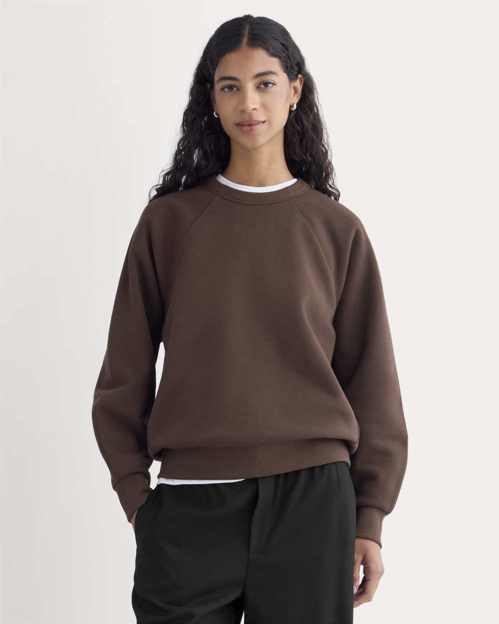 Luxe Fleece Raglan Crewneck | Dark Chocolate