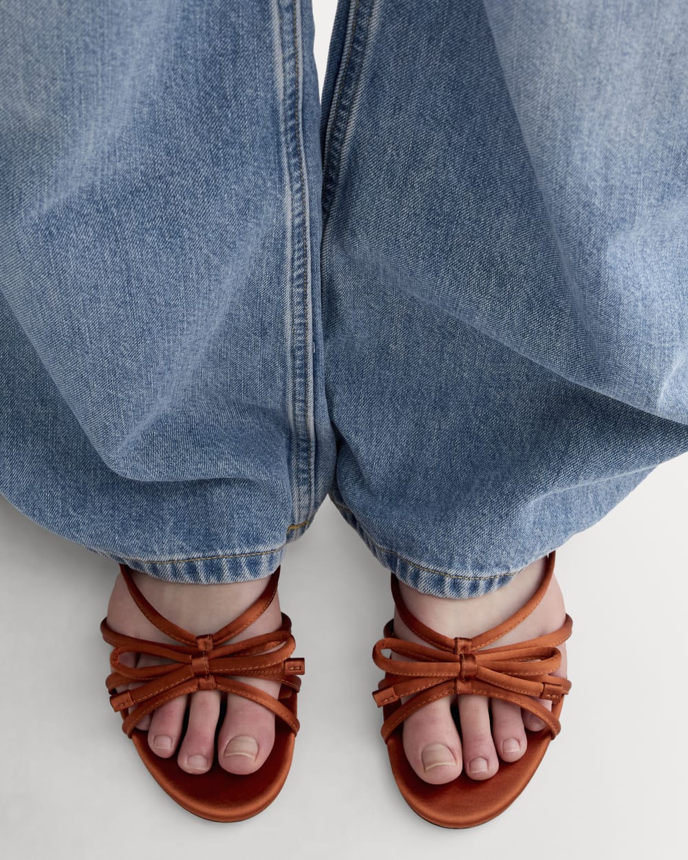 The Bow Sandal | Deep Amber Satin