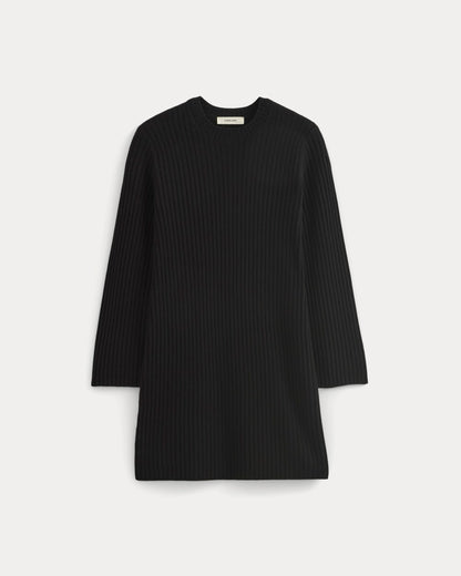 Cashmere Long-Sleeve Mini Dress | Black