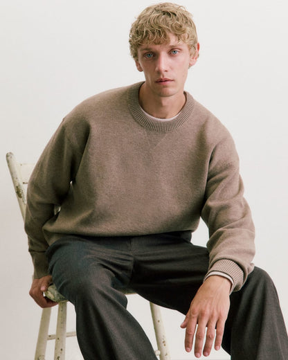 Luxe Merino Double-Knit Sweater | Taupe Melange
