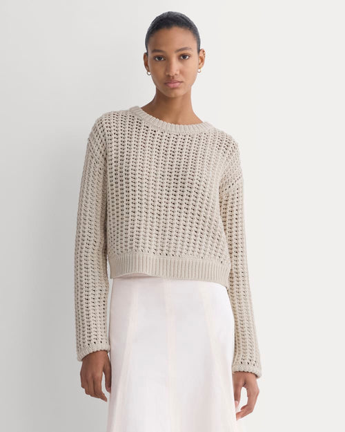 Open-Knit Crew in Elevated Cotton | Peyote