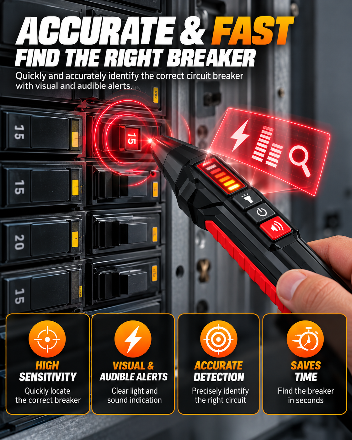 Circuit Breaker Finder Kit with LCD Display & Voltage Tester