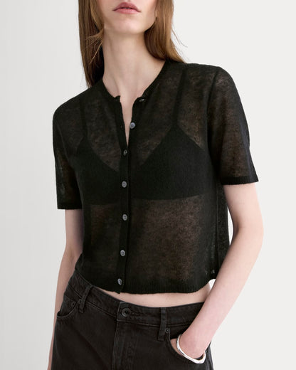 The Air Alpaca™ Short-Sleeve Cardigan | Black