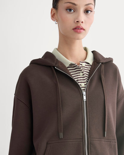 Luxe Fleece Oversized Full-Zip Hoodie | Dark Chocolate