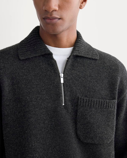 Luxe Merino Quarter-Zip Pullover | Heathered Black