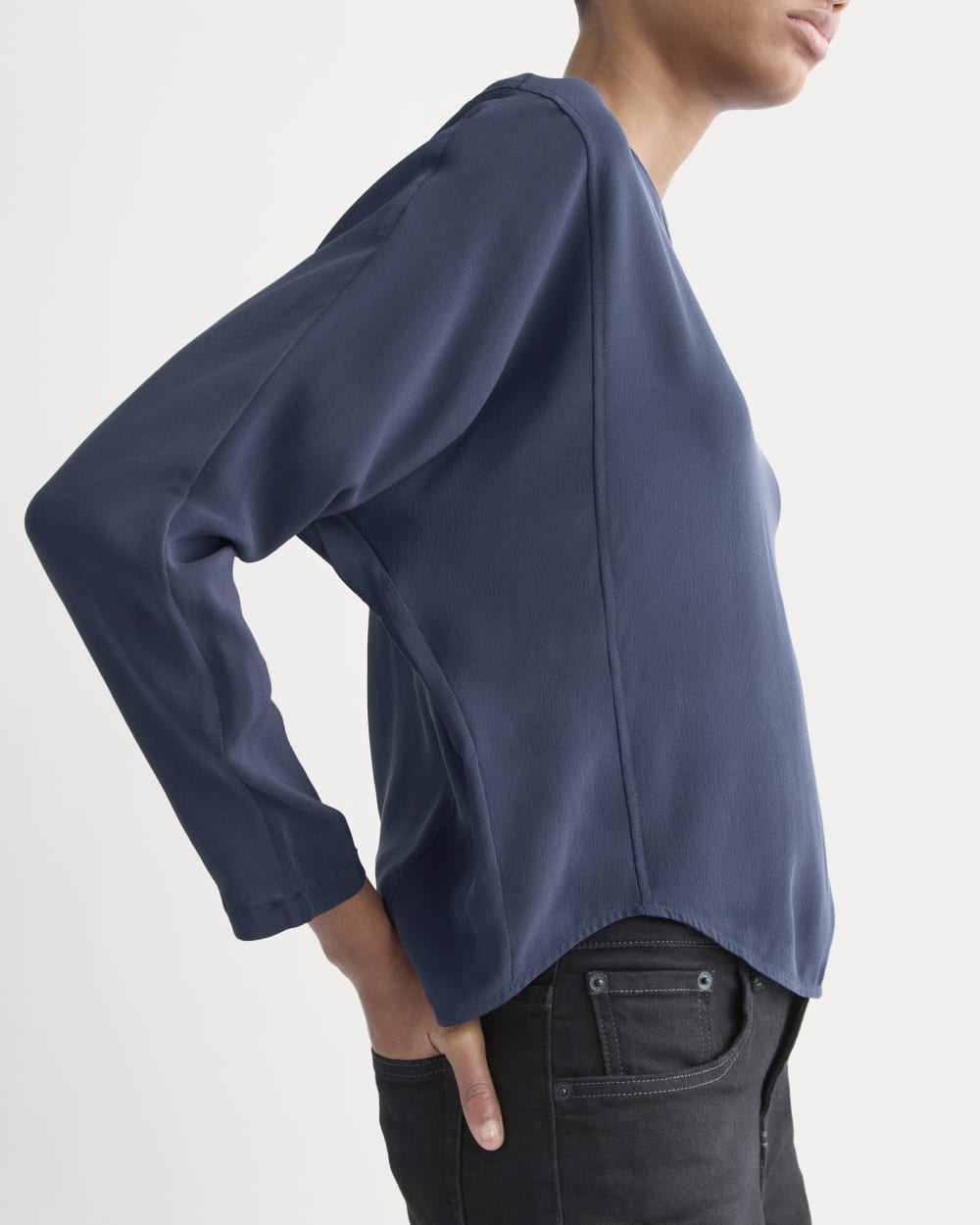 Dolman Top in Washable Silk | Navy