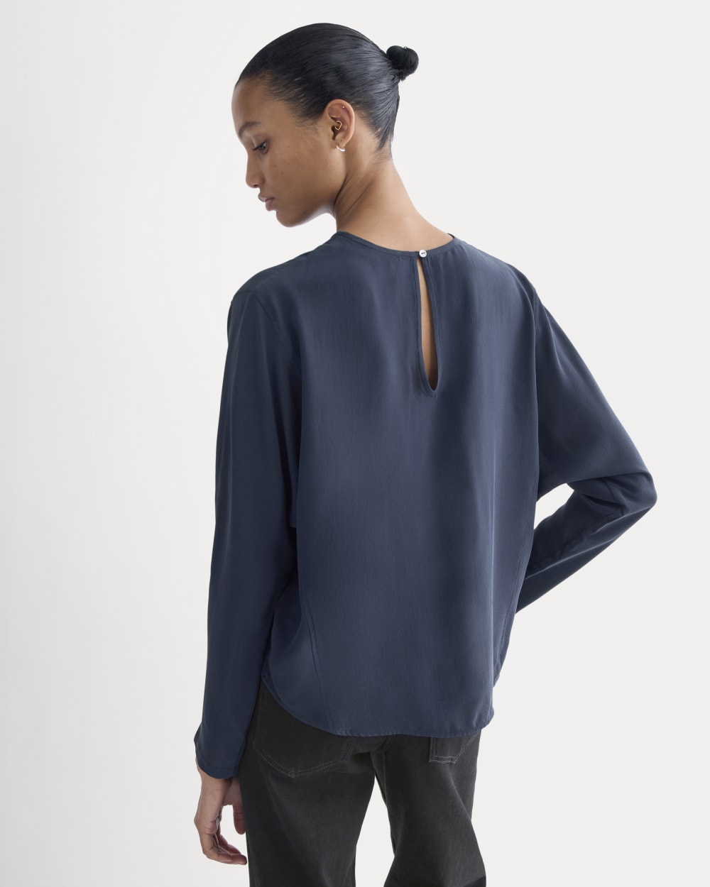 Dolman Top in Washable Silk | Navy