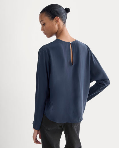 Dolman Top in Washable Silk | Navy