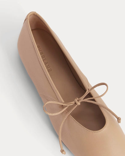 Leather Keyhole Flat | Blush Tan