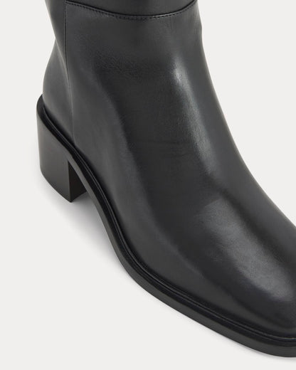 Leather Knee-High City Boot |  Black