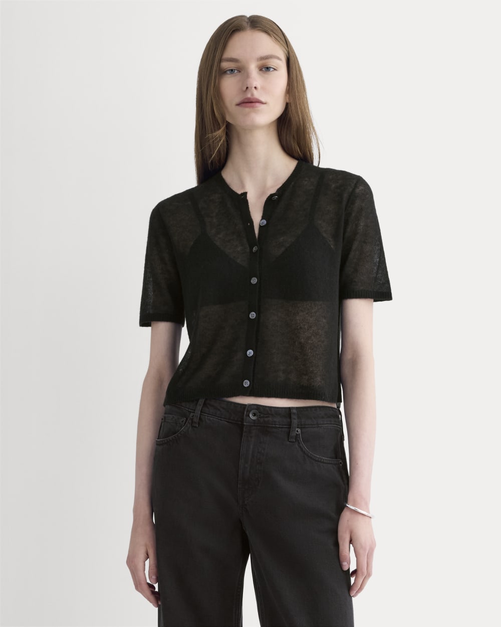 The Air Alpaca™ Short-Sleeve Cardigan | Black