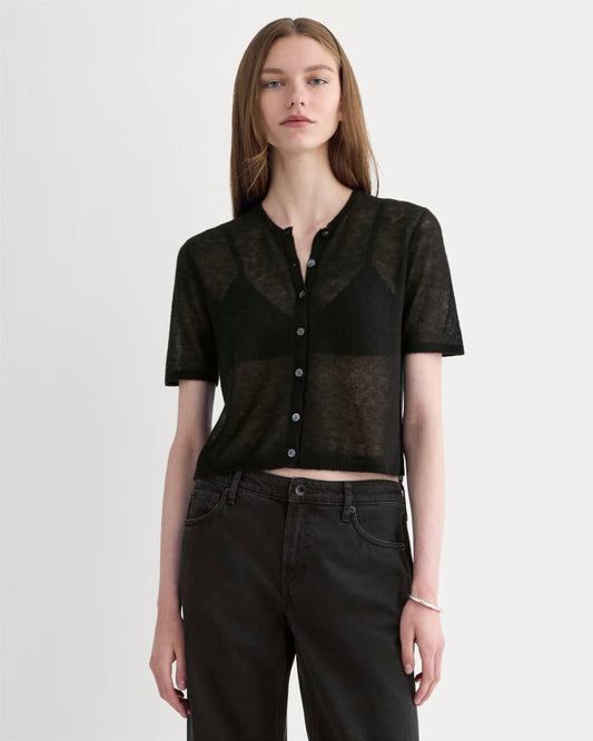 The Air Alpaca™ Short-Sleeve Cardigan | Black