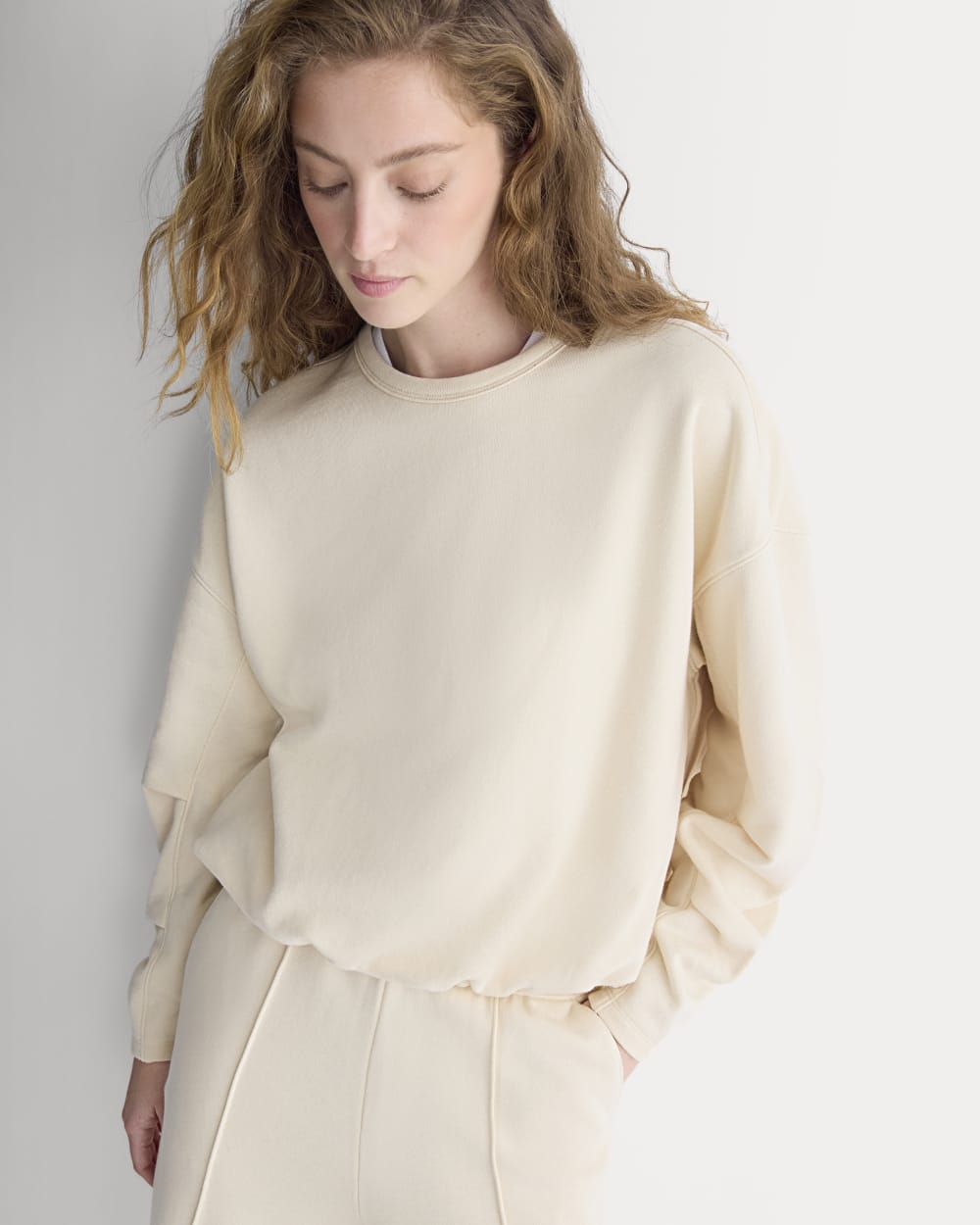 Lightweight Terry Bubble Sweatshirt | Parchment