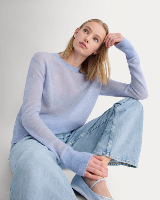 The Air Alpaca™ Relaxed Crew Top | Soft Blue