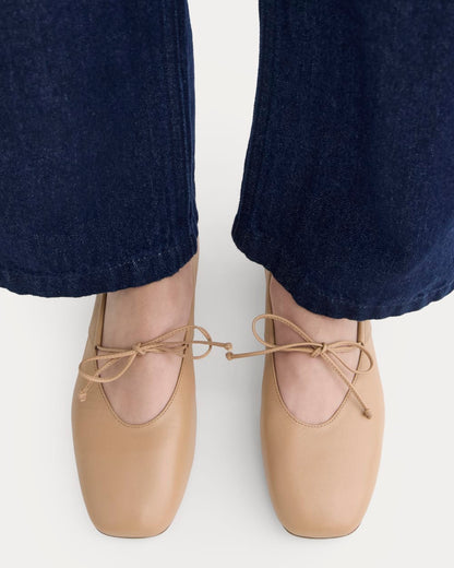 Leather Keyhole Flat | Blush Tan