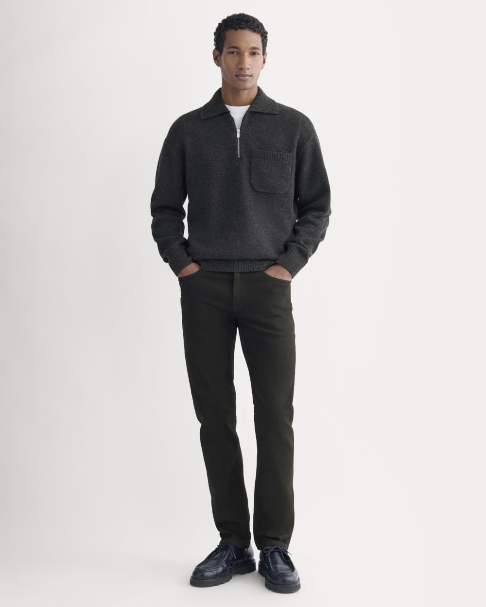 Luxe Merino Quarter-Zip Pullover | Heathered Black