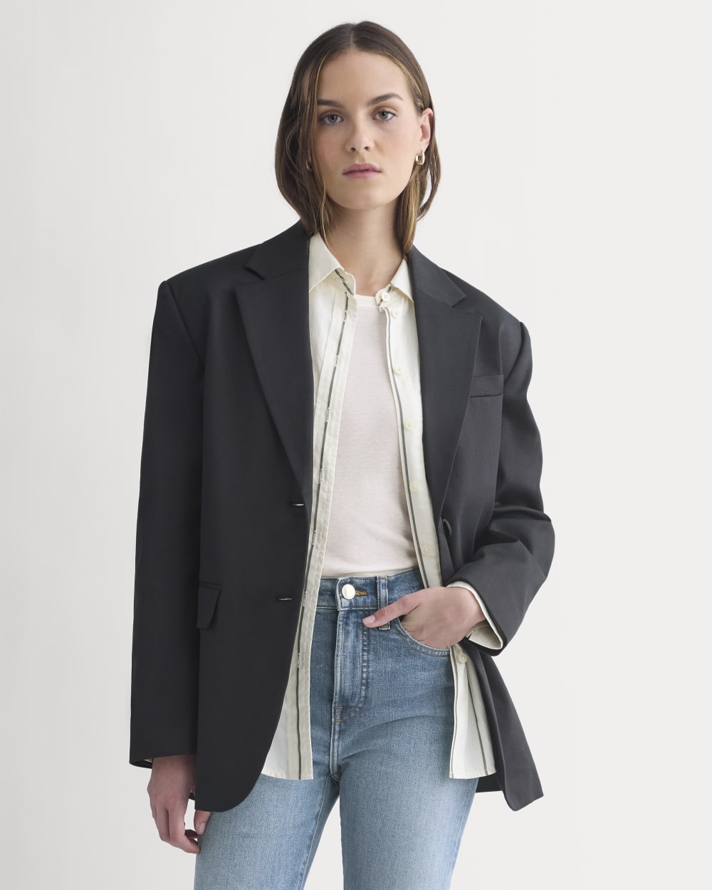 Tailored Drape Blazer | Black
