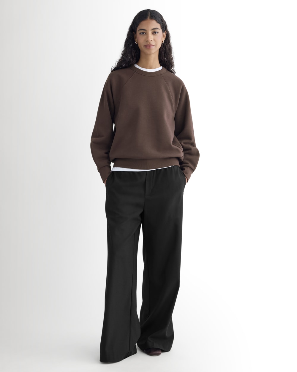Luxe Fleece Raglan Crewneck | Dark Chocolate