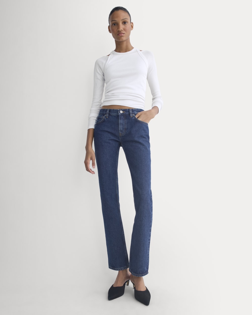 Everlane x Elena Bonvicini Highland Low-Rise Cigarette Jean | Deep Bay Indigo