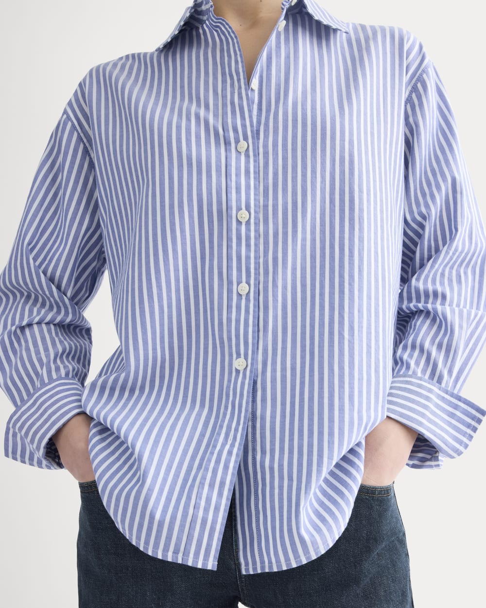 Everyday Shirt in Silky Cotton | Bone / Mazarine Blue
