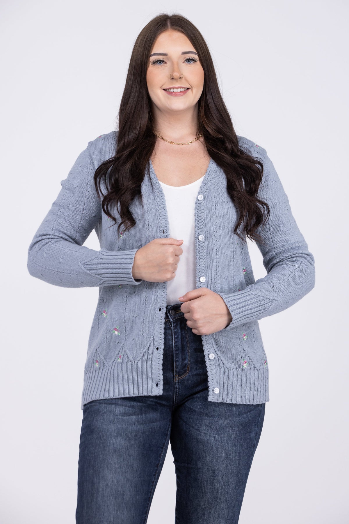Sweet Affairs Women's Floral Embroidered Cardigan