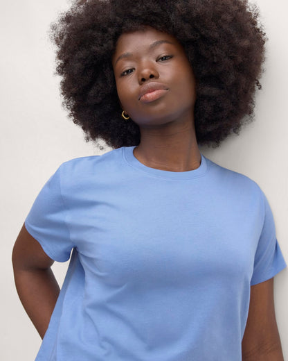 The Box-Cut Tee in Essential Cotton | Blue Opal | No Pocket