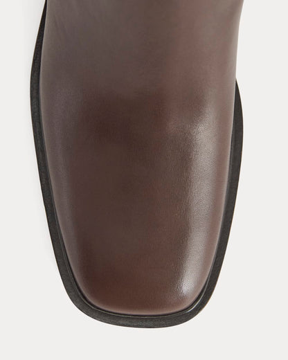 Leather Knee-High City Boot | Deep Brown