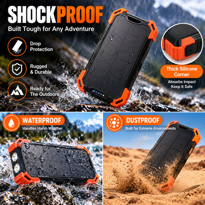 42800mAh Solar Power Bank with Wireless Charging & Built In Cables
