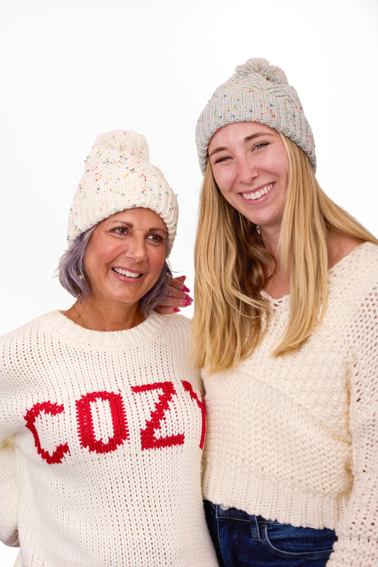ALB Custom Women's Confetti Knit Pom Beanie
