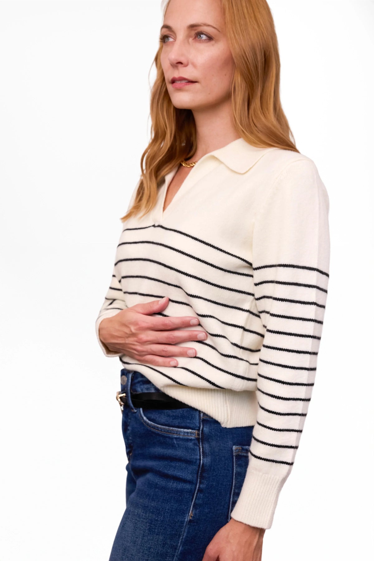 ALB Custom Women's Striped Collared Sweater