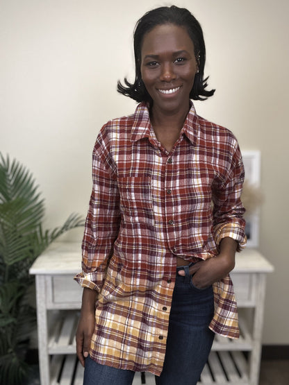 Nothing To Say Women's Plaid Button Down Long Sleeve Top