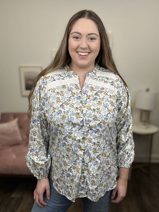 In The Garden Women's Button Down Long Sleeve Top