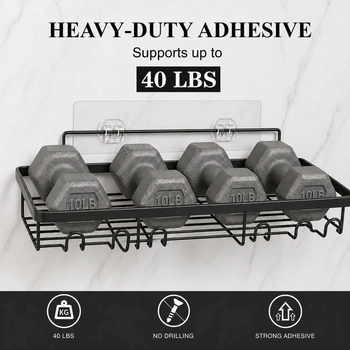 Large Capacity Shower Caddy Organizer Set with Strong Adhesive Mount