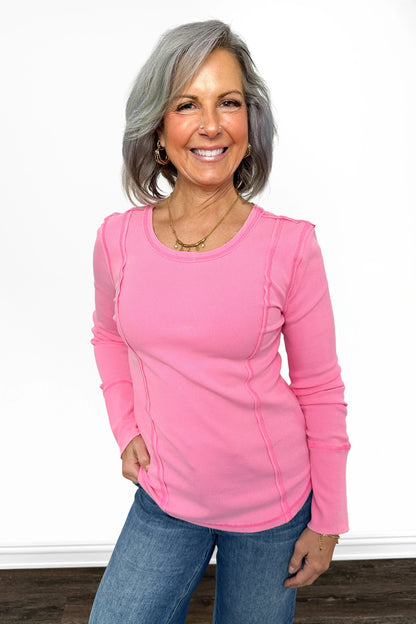 ALB Custom Women's Ribbed Mineral Wash Long Sleeve Top