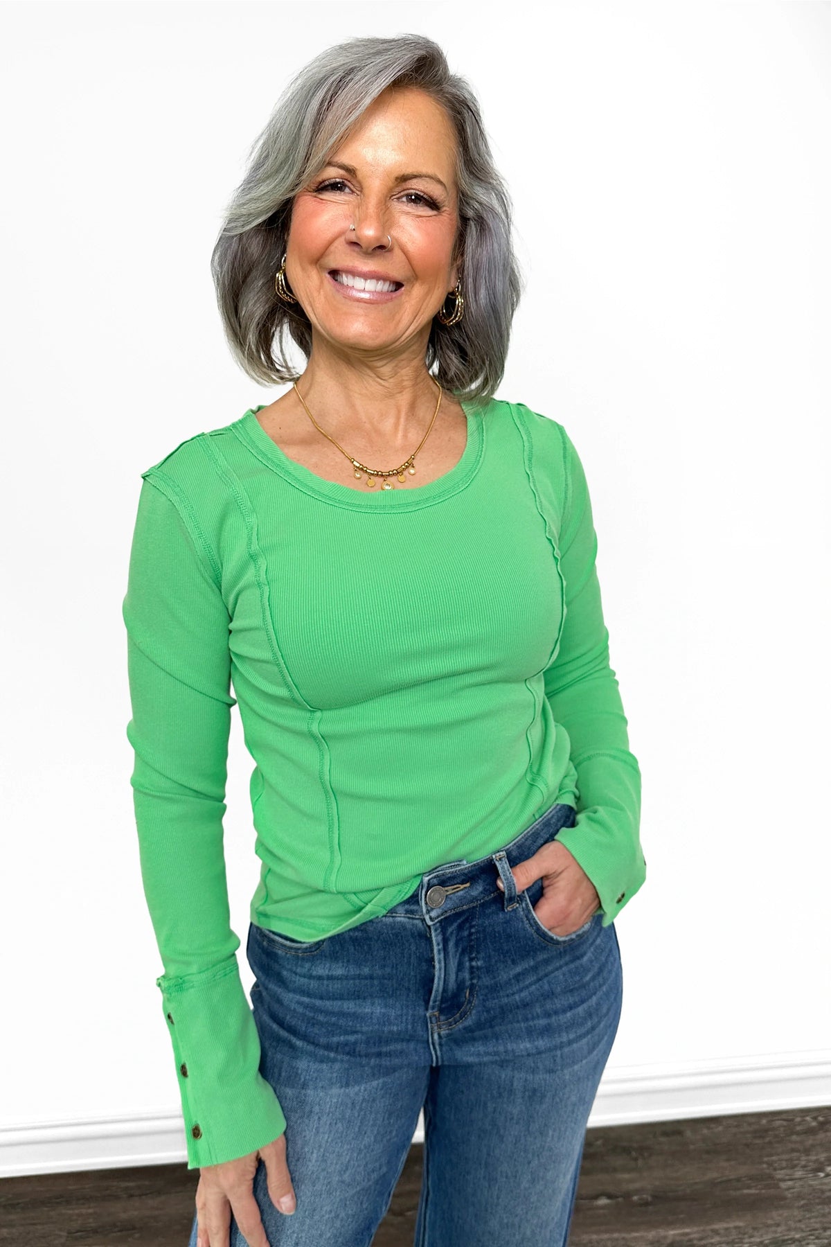 ALB Custom Women's Ribbed Mineral Wash Long Sleeve Top