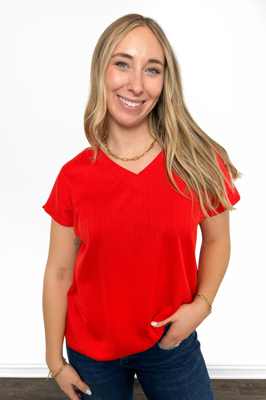 Women's Modern Ribbed Short Sleeve Top