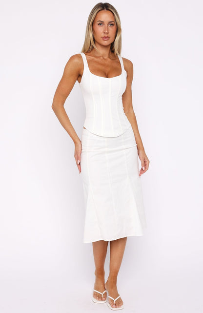 Empire Energy Midi Skirt White