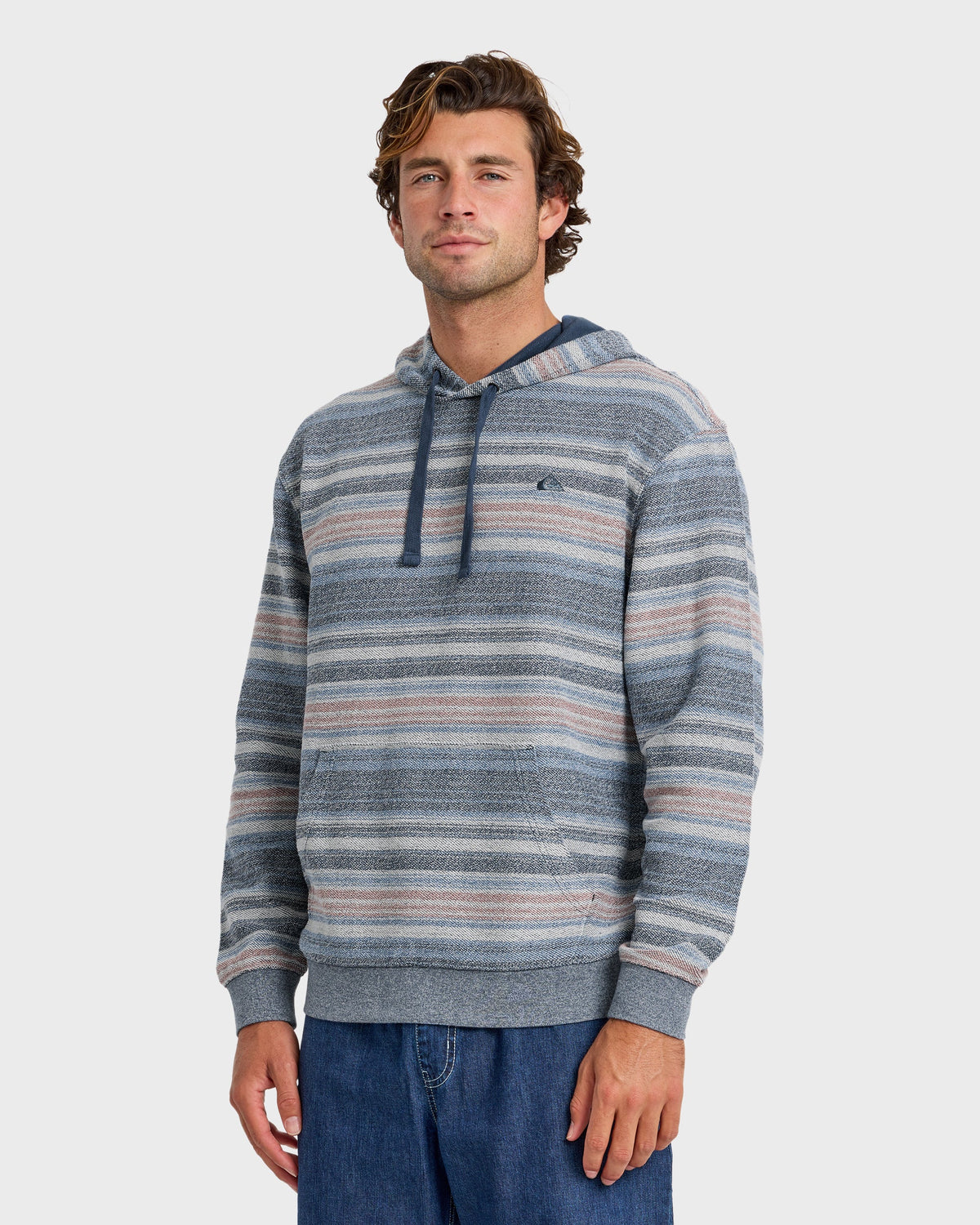 Great Otway Yarn-Dyed Stripe Pullover Hoodie - Dark Denim