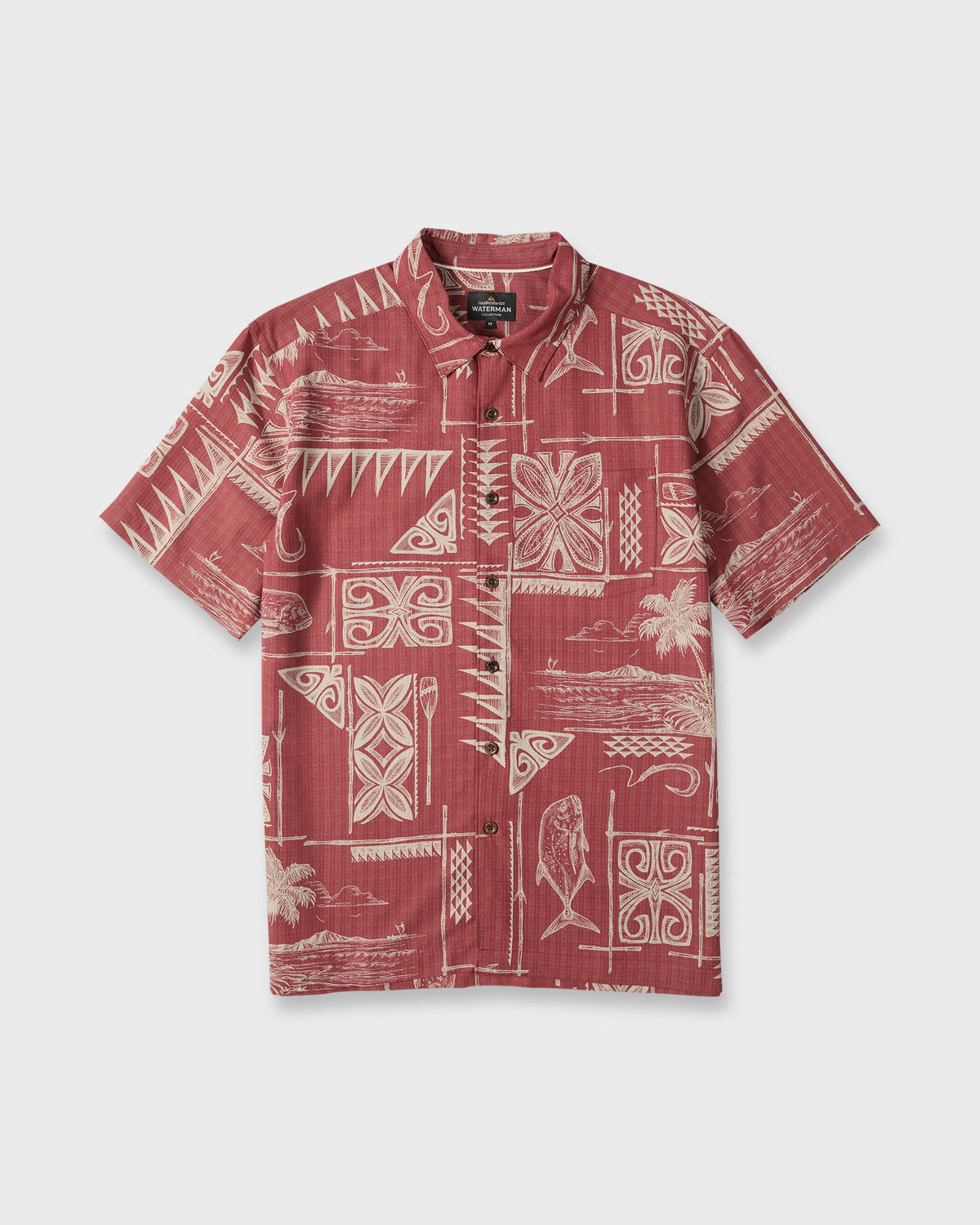 Waterman Ohana Bay Short Sleeve Woven Shirt - Marsala