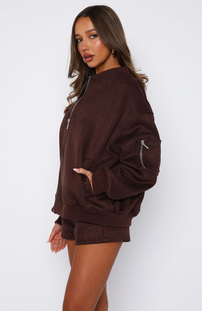 Confidence Level Suede Jacket Chocolate
