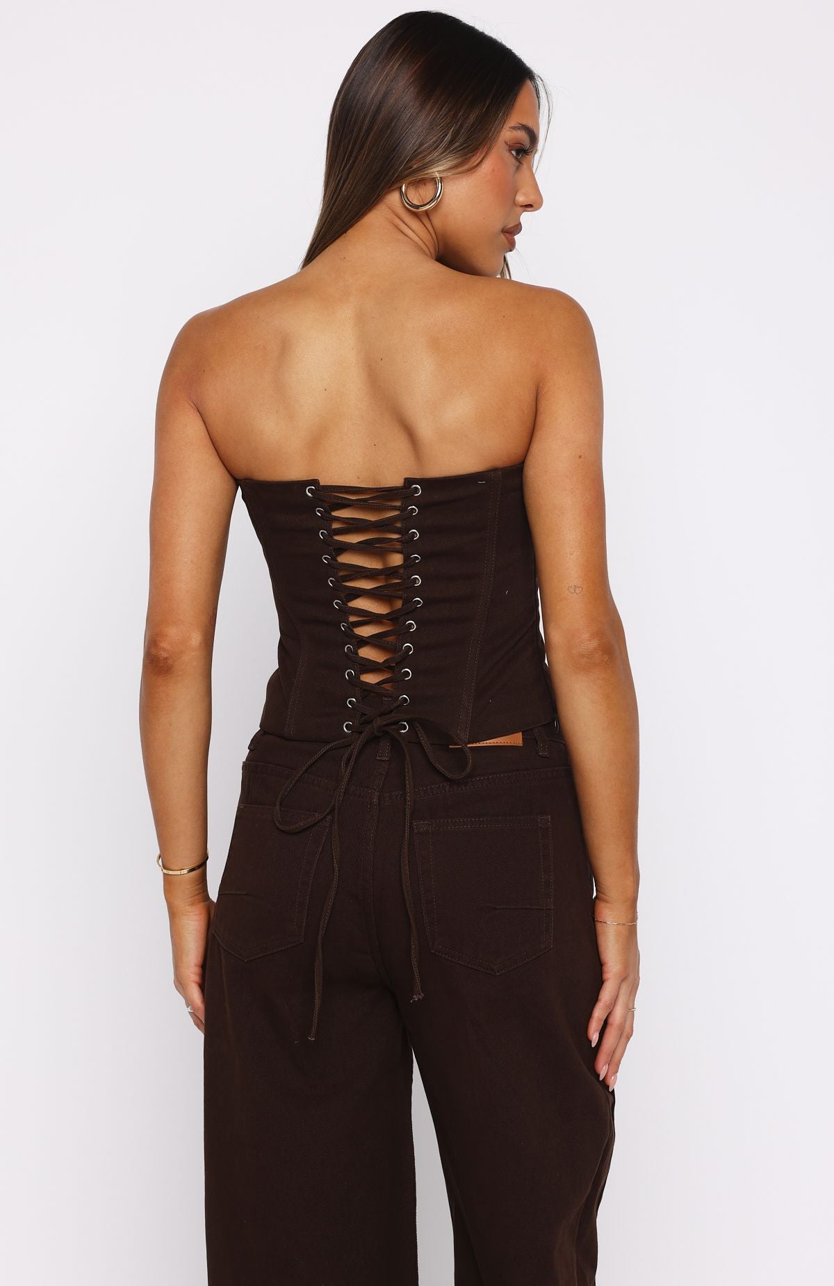 Be Mine Forever Denim Bustier Chocolate Wash